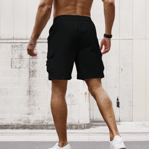 Shorts cargo d'été personnalisés pour le sport et le fitness, taille élastique, pour hommes et femmes, en tissu peigné respirant et à séchage rapide - Product Image 6