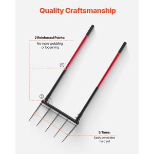 Forca da Giardino Ergonomica a 5 Denti con Doppio Manico in Fibra di Vetro, Design a U e Impugnatura in Legno per Facile Utilizzo - Product Image 5