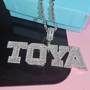 Custom " TOYA " <b>Name</b> Pendant Necklace Iced Out Moissanite Diamond Hip Hop <b>Chain</b> Luxury Personalized Jewelry - Product Image 1