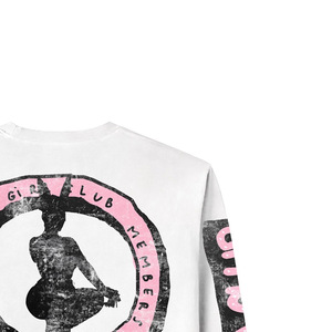 T-shirt pour homme en jersey décontracté à manches longues, coupe régulière, col rond, avec imprimé Hot Girl Club sur le dos, blanc - Product Image 4
