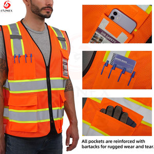 Chaleco de Seguridad Reflectante ANSI Clase 2, Chaleco Utilitario Ligero Personalizado, Cinta Reflectante de Alta Visibilidad, Construcción, Almacén - Product Image 5