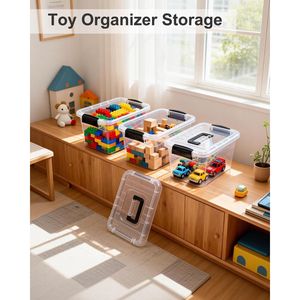 Set di 6 Contenitori di Plastica da 7 Quarti con Manici e Chiusure a Scatto, Pratici Contenitori con Coperchi - Product Image 3