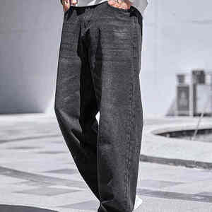 Pantalon en jean décontracté pour homme de haute qualité, coupe ample, style streetwear, en coton uni, pantalon droit d'hiver - Product Image 3