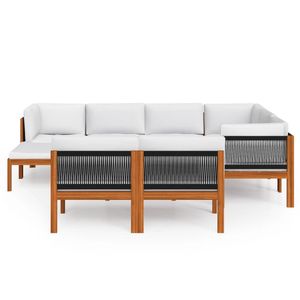 Conjunto de Muebles de Jardín Modulares Grandes de Madera de Acacia Crema, Sofás de Jardín - Product Image 3