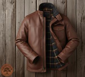 Veste d'hiver à capuche en cuir véritable sur mesure pour hommes et femmes, fabrication artisanale OEM, manteau de motard sur mesure, qualité supérieure, doublure en sherpa - Product Image 1