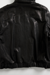 Veste à capuche pour homme en cuir véritable noir imperméable, respirante, écologique, style motard, coupe-vent, fermeture éclair, coupe régulière - Product Image 5