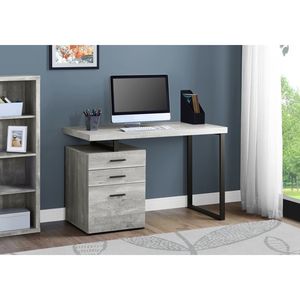 48\"l Contemporary <b>Computer</b> Desk <b>for</b> Home Office Laptop Set-up with <b>Storage</b> Drawers Grey Laminate Black Metal - Product Image 5