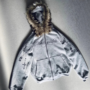 Sudadera con Capucha Estampada de Corte Regular Estilo Urbano Europeo y Americano, 100% Algodón Felpa, para Hombre, Invierno, Ecológica - Product Image 2