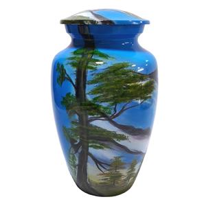 ชุดรูปต้นไม้ภูเขาสำหรับงานศพผู้ใหญ่ทำจากอะลูมิเนียมพิมพ์ลายสีน้ำเงินโกศสำหรับเผาขี้เถ้าของมนุษย์ขายดี - Product Image 1