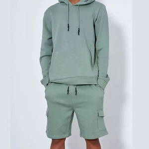 Custom Solid Streetwear Unisex Sweatsuits Mens Winter Tracksuit Set Two Piece Breathable 100% Cotton Reversible Hoodie Shorts - Product Image 4