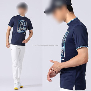 <b>Blue</b> Solid Eco-Friendly Breathable High Quality Casual Wear Adult <b>Men's</b> Jersey Mock Neck <b>T</b>-<b>Shirts</b> - Product Image 6