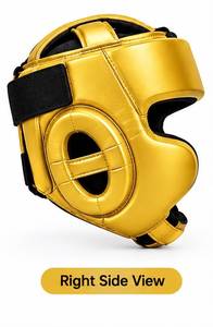 Protège-tête de boxe jaune en PU à face ouverte pour MMA, Kickboxing, Karaté, Sparring et Entraînement - Product Image 3