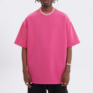 เสื้อยืดผู้ชายไซส์ใหญ่ สีชมพู ผ้าฝ้าย แขนสั้น คอกลม ทรงพอดีตัว สีพื้น - Product Image 4