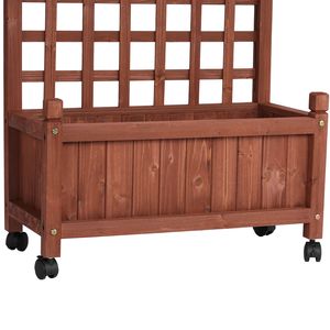 Fioriera in Legno Alta 50 Pollici con Traliccio, Vaso Rialzato da Giardino Autoportante con Fori di Drenaggio e Ruote - Forniture per Giardino - Product Image 4