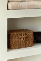 Panier de rangement en jonc de mer avec couvercle, panier de rangement fait main, vente en gros, écologique, fabriqué au Vietnam