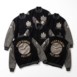 Fabricant de vestes universitaires personnalisées en cuir et laine, avec broderie chenille, patch dorsal, style streetwear côtelé, manteau Letterman - Product Image 1