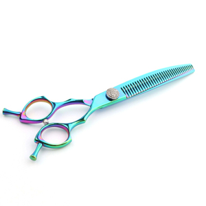 Ciseaux de coiffure professionnels courbés verts pour la mise en forme des cheveux, manche en acier inoxydable de haute qualité - Product Image 1