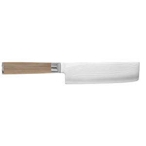 Couteau Nakiri de 6,5 pouces en acier Damas, lame à légumes avec manche en bois Pakka blond pour trancher, hacher et préparer les aliments - Product Image 1