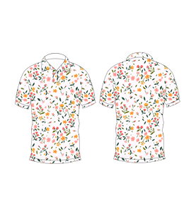 Men’s <b>White</b> Floral Print <b>Polo</b> Shirt Pink Yellow Flower Pattern Short Sleeve Casual Summer Fashion Tee - Product Image 3