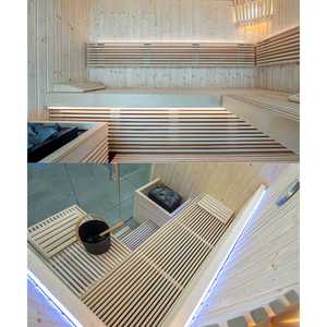 Nouveau kit de sauna intérieur PANORAMA-S pour 4 personnes avec façade en verre, bois de qualité supérieure pour salle de sport à domicile - Product Image 5