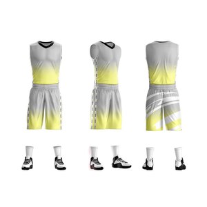 Ensemble de maillot de basketball pour homme, imprimé par transfert thermique, débardeur sans manches et short, anti-humidité, tenue de sport intégrale - Product Image 1