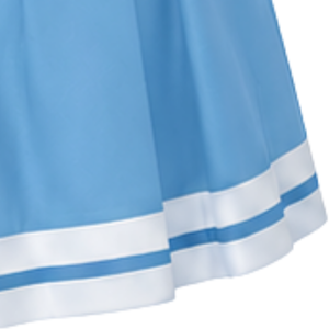 Jupe de cheerleading plissée bleu clair avec bordure à rayures blanches, uniforme de performance athlétique pour femmes et filles, tenue d'équipe - Product Image 5