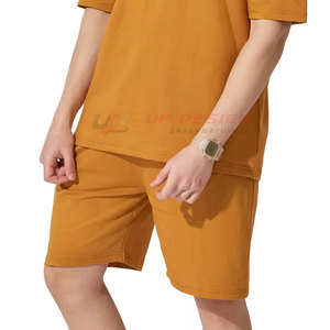 Nuovo Set Estivo da Uomo: T-Shirt e Pantaloncini in 100% Cotone Traspirante, Manica Corta, Tinta Unita, Completo Sportivo in Due Pezzi Prodotto in Pakistan - Product Image 5