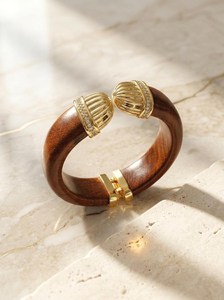 Wooden <b>Bangle</b> Set with Gold Accents Wooden <b>Bangle</b> <b>Bracelets</b> Women Girls Handmade Eco-Friendly Unisex Traditional - Product Image 5