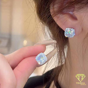 Pendientes de halo de diamantes rosas cultivados en laboratorio de lujo, joyería de plata 925, corte brillante, pendientes rosas cultivados en laboratorio, joyería de lujo para mujer - Product Image 5