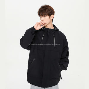 Veste coupe-vent imperméable de randonnée en plein air pour hommes Design de mode veste à capuche en polyester de couleur unie avec fermeture éclair - Product Image 3