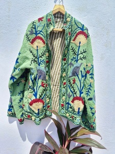 Handmade Cotton Suzani Coat Embroidered Traditional Floral Embroidery Reversible Eco-Friendly Hooded <b>Gothic</b> Plus Size Women - Product Image 5
