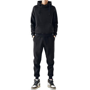 Conjunto deportivo de sudadera con capucha y pantalones de chándal, forrados con forro polar cálido, conjunto a juego, cómodo para el gimnasio y entrenamiento en invierno. - Product Image 2