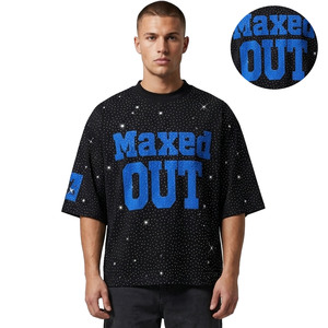 Camiseta con Estampado Gráfico Personalizado, Detalle de Pedrería, Corte Holgado, Algodón Premium, Estilo Hip Hop, Alta Calidad, Proveedor al por Mayor - Product Image 1