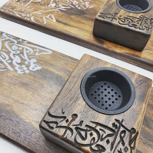 Ensemble de brûleurs en résine arabe époxy et en bois Bakhoor Majestic Bloom Porte-encens de luxe fait à la main pour le Ramadan, l'Aïd et spirituel - Product Image 4