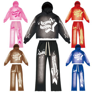 ชุดวอร์มมีฮู้ดสีแดงสำหรับผู้หญิง พิมพ์ลายตัวอักษรแบบ Sublimation ทรงปกติ ระบายอากาศได้ดี น้ำหนักปานกลาง มีเชือกผูก - Product Image 2