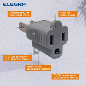 Confezione da 5 Adattatori Polarizzati Grigi con Messa a Terra Certificati ETL da 2 a 3 Poli e da 3 a 2 Poli per Prese e Spine - Product Image 4