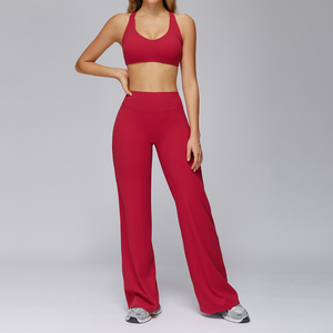 Conjunto de Yoga de 4 Piezas para Mujer, Tendencia Actual, Nuevo Modelo 2026, Cuello en V, Largo Completo, Cintura Elástica sin Costuras, con Logotipo Personalizado - Product Image 3