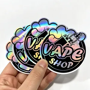 Autocollants découpés sur mesure à l'emporte-pièce, imperméables, protection UV, finition holographique brillante, impression de logo personnalisée - Product Image 2
