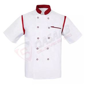 Hommes et femmes cuisinier-cuisine à manches courtes Logo personnalisé coton tissu respirant-cuisine chef uniformes manteaux veste - Product Image 1