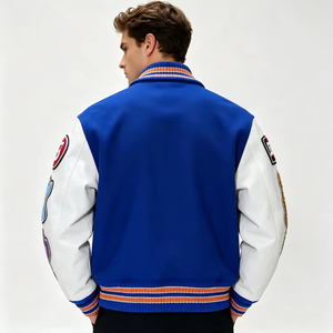 Custom Men's Varsity <b>Jacket</b> Wholesale <b>Retro</b> Vintage <b>Leather</b> Sleeve Letter Embroidered Bomber <b>Jacket</b> Custom Varsity <b>Jacket</b> - Product Image 4