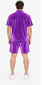 Ensemble assorti d'été en velours de haute qualité, chemise douce et respirante, short élastique, vente en gros, chemise et short en velours unisexes, mode - Product Image 4