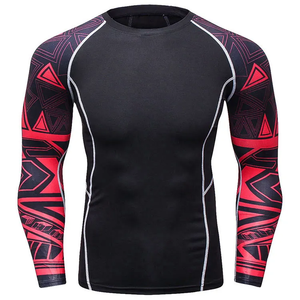 Long Sleeve Men Compression Shirt Tribal Sleeve <b>Print</b> Performance Top IBJJF Approved Sublimated Rash Guard Wear - Product Image 2
