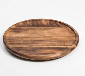 Plateau tournant rond en bois de qualité supérieure, fait main, pour le rangement des ustensiles de cuisine, élégant accessoire pour la maison - Product Image 1