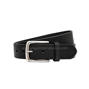 Ceinture en cuir noir sur mesure pour hommes avec boucle ardillon rectangulaire en alliage argenté finition mate, style classique, décontracté et formel - Product Image 1