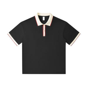 เสื้อโปโลแขนสั้นสีขาวสำหรับผู้ชาย แต่งขอบสีแดงกรมท่า ทรงลำลอง ผ้าปิเก้ถักจากผ้าฝ้าย ระบายอากาศได้ดี - Product Image 2