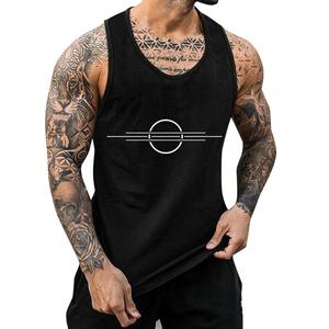 Men's <b>Black</b> Sleeveless O-Neck <b>Tank</b> <b>Top</b> Solid Knitted Casual Breathable 100% Cotton Muscle Tee - Product Image 6
