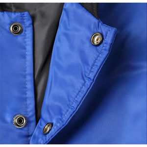 Chaqueta Varsity Azul Oscuro para Hombre, Estilo Preppy, Bordada, con Cuello Camisero, Corte Regular, Ropa Urbana de Otoño - Product Image 4