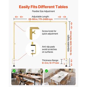 Supporto Regolabile da Tavolo con Morsetti, Lunghezza 28'-98', Altezza 13'-42', per Accessori Floreali e Arco Nuziale - Product Image 3