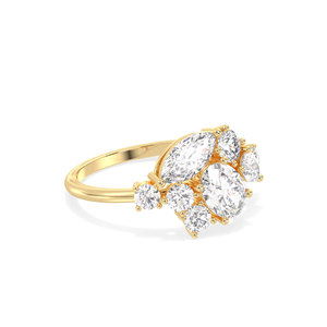 Anillo REYES Personalizable de Oro Amarillo de 14K con Múltiples Piedras de Moissanita, Regalo de Cumpleaños o Boda, Joyería Fina para Mujer - Product Image 3