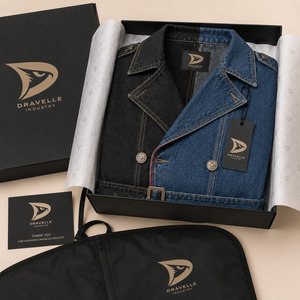 Abrigo Largo de Mezclilla Bicolor para Hombre, Estilo Gabardina Oversize Negro y Azul con Cinturón, Ropa Exterior Urbana - Product Image 5
